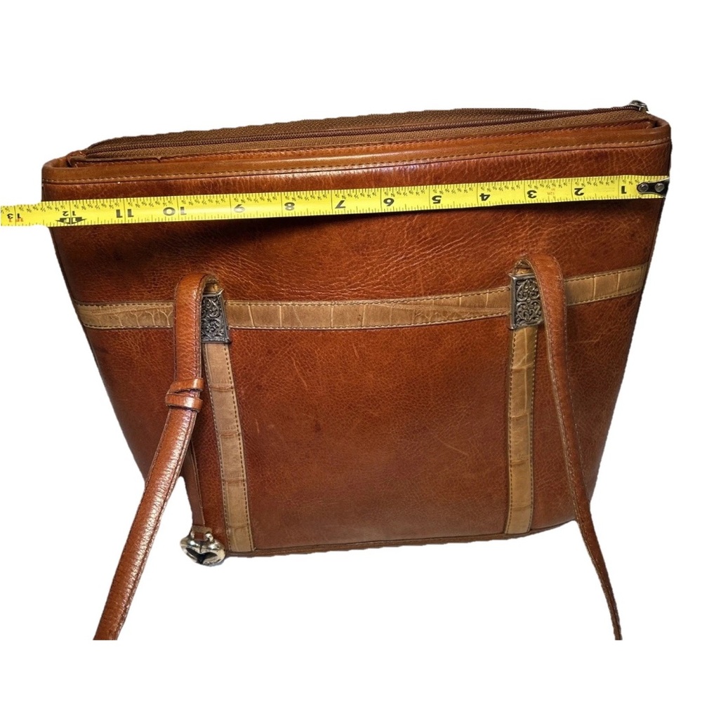 Brighton Leather Handbag Retired Brown Textured Pebbled Boxy Shoulder Bag - Picture 12 of 16